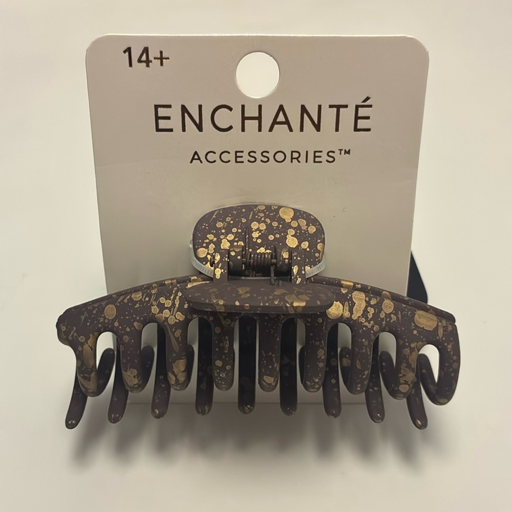 4/$20 Enchanté Accessories Hair Clamp – Gold Speckle (3.7”)